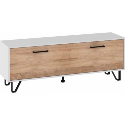 Tv galdiņš BOSS-12 140, Balts/Gaišais ozols